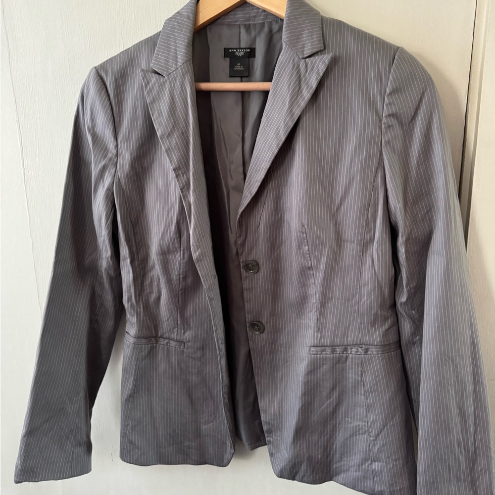 Ann Taylor Charcoal Pinstripe Blazer